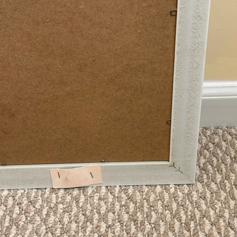 White Framed Wall Mirror 16x20 Rectangle Hanging Home Decor Vanity Preowned